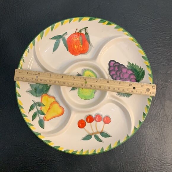 Fruit Inspired Chip And Dip Server Heavy Ceramic 5 Separate Serving Area… - Picture 5 of 5